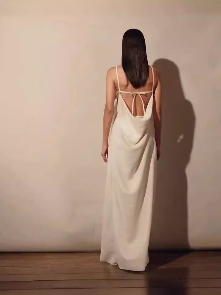 Women's Fashion V-Necked Sling Dress 2024 New Summer Loose Sleeveless Straight Temperament Holiday Dress