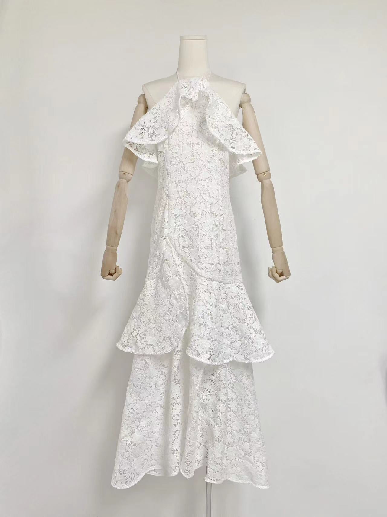 Model 2025 Summer New Sexy Tight Dress Body Body To Collect Waist Hollow Long Dress Woman