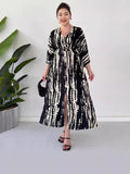 Fashion Prints In The Summer Of 2024 V-Neck Vacation Comfort Loose Dress