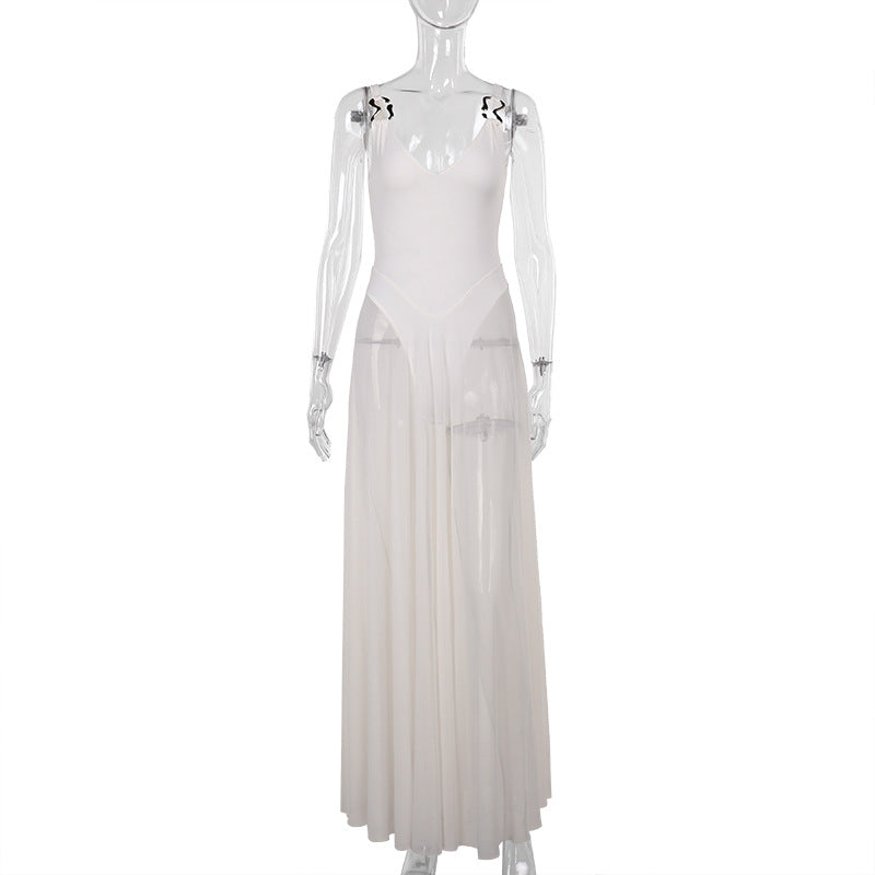 Autumn 2025 New Sexy Dress Famous Style Temperament Holiday Body Mesh Dress A Swing Dress DJPT
