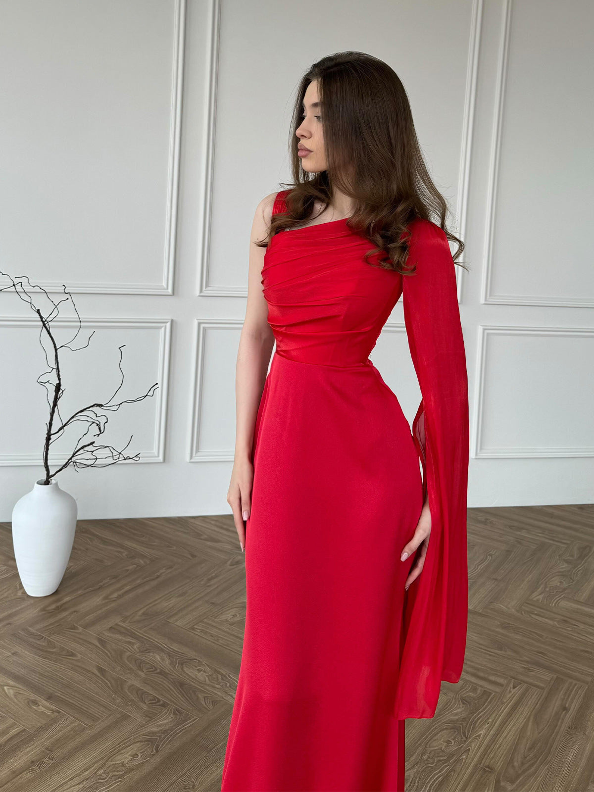 2025 New Luxury Soft And Flowing Single Long Sleeve Dress Silk Dress Dress Woman