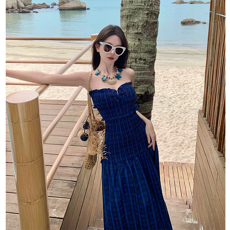 Summer New Small Design Smeared Breast Dress High-End Dress Dress Holiday Beach Dress