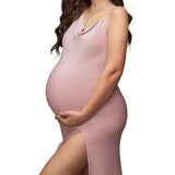 Out-To-Shoulder Temperament Evening Dress Photo Drag Sexy Slings High-Opening Buttocks Dress Maternity