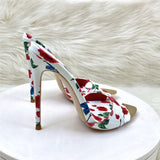 Summer Word Drag High Heel Shoes 12CM Tip Finger Fine Heel Sexy Printed Women's Shoes High Quality Shoes