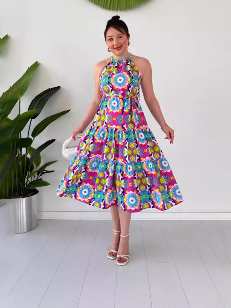 Fashion Colorful Printed Holiday Casual Dress For Summer 2024