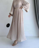 Muslim Folding Loose-Fashiony Sleek Solid-Colored Dress For Summer 2024