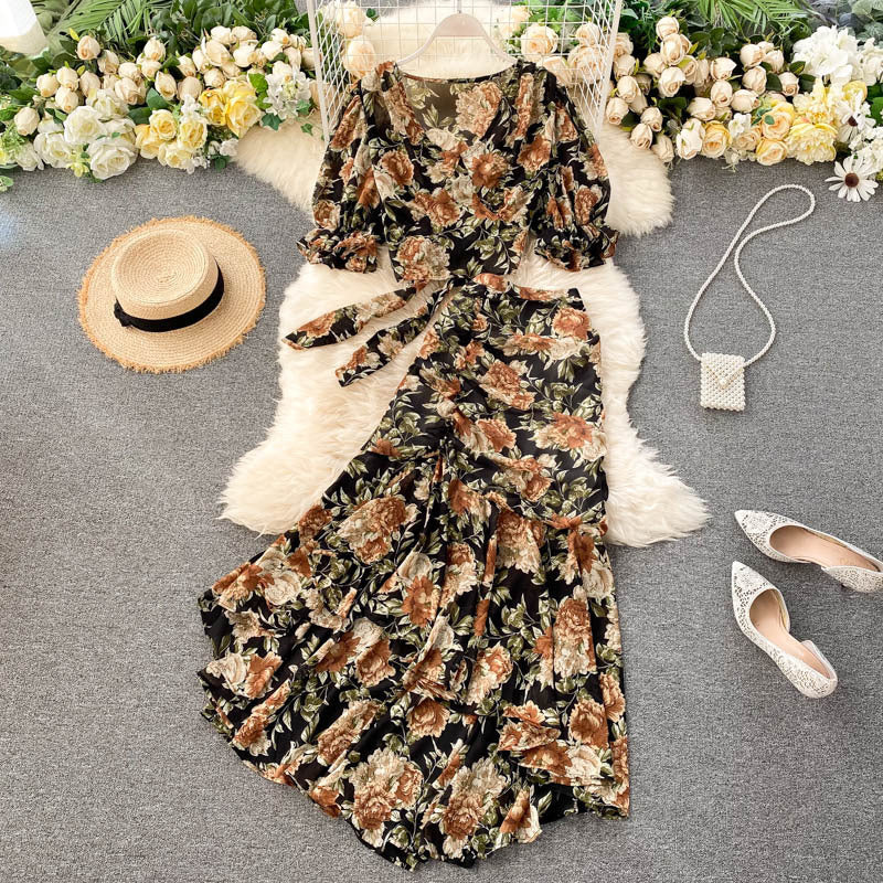 Wind Two Sets Set New Female Short Strap With Chiffon Sexy Female Fishtail Half Skirt DJPT