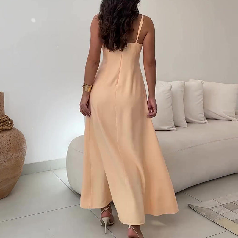 New Women's Fashion Casual Stew Hollow Bare Back Solid Color Sling Skirt