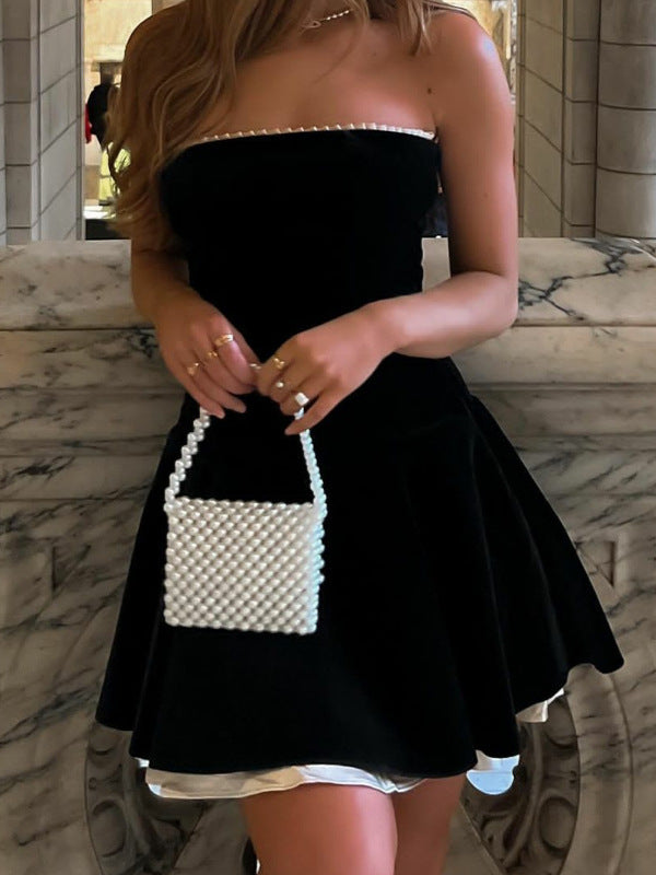 Velvet T-Shirt French High-End Sexy Short Dress HZ0628