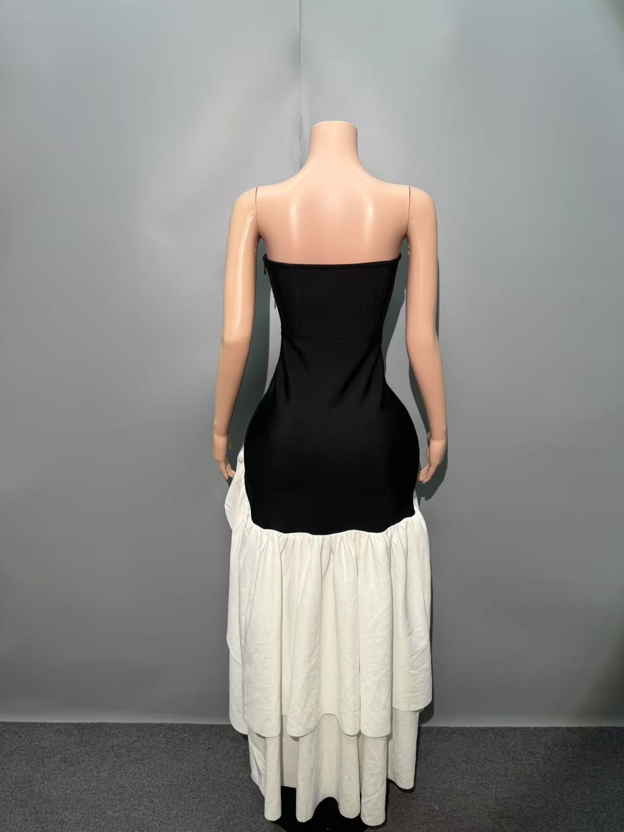 Black And White Bumpy Brae With Dressing Temperament Dinner High-End Light Evening Dress HZ0628
