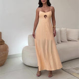 New Women's Fashion Casual Stew Hollow Bare Back Solid Color Sling Skirt