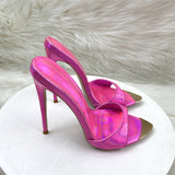 Fashion Sandals Laser Green 12CM Fine Heel High Heels Walking Shoes High Quality Shoes