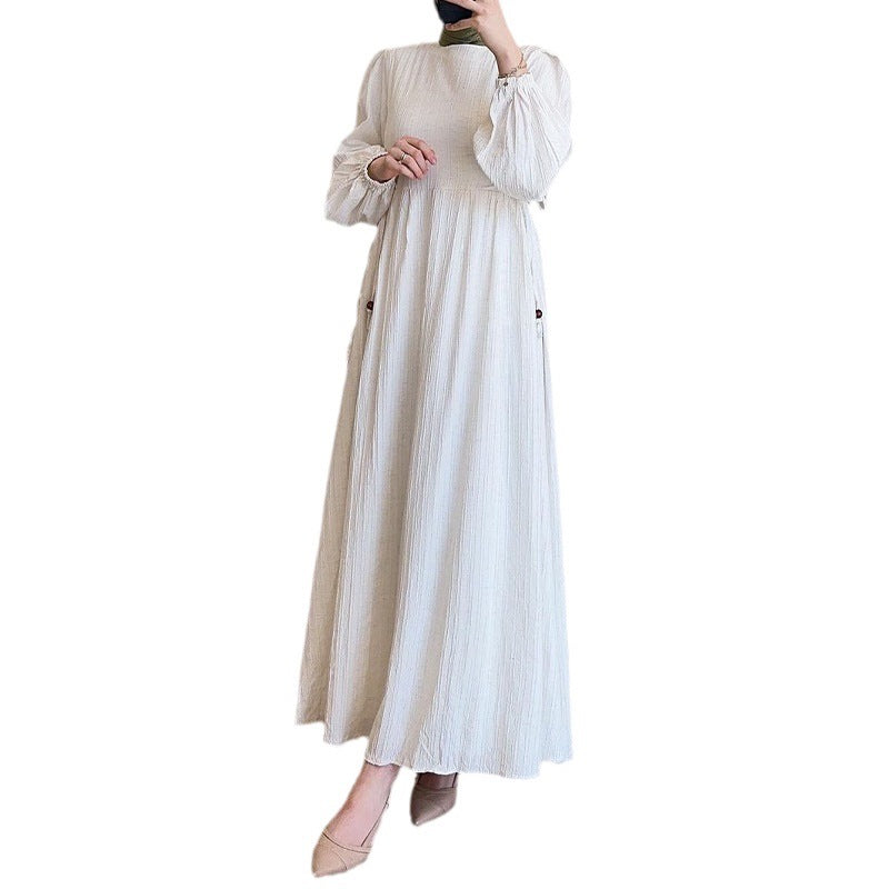 Women's Autumn 2024 Muslim Round Lantern Sleeve Elegant And Comfortable Dress