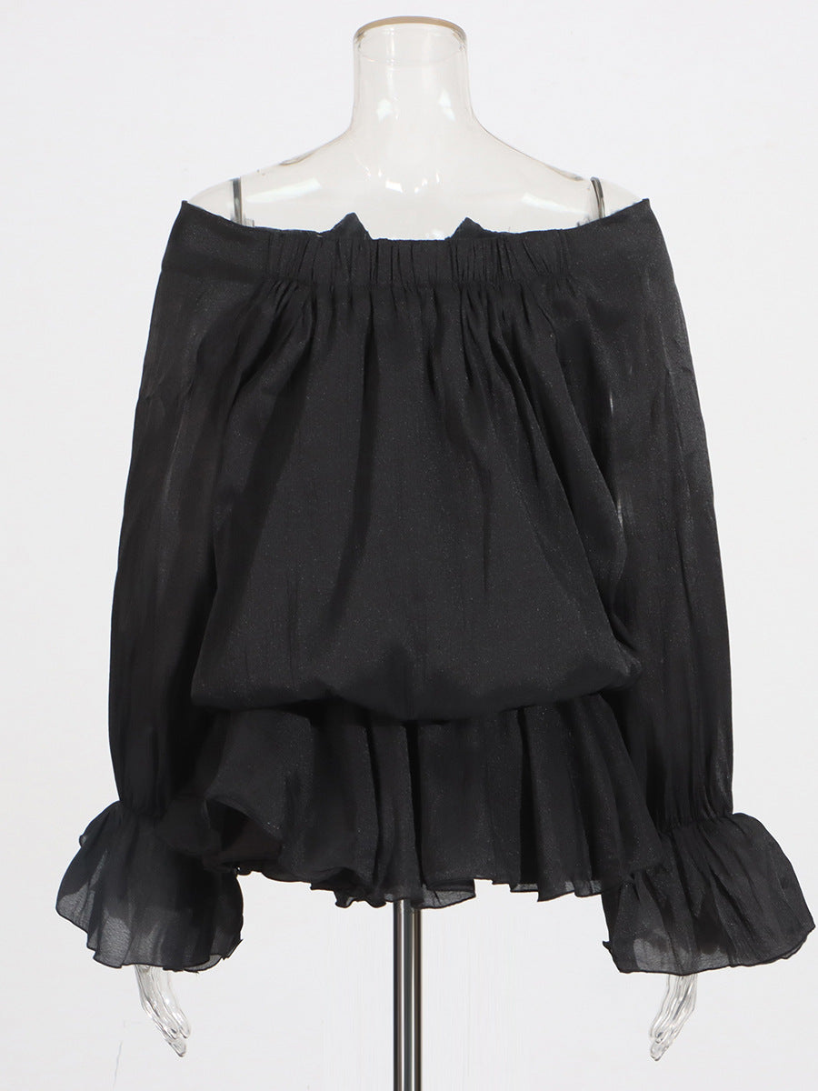 Babes Collar Solid Color High-Sensing Rope Short Dress 2025 New Loose Waist Dress Women's Summer