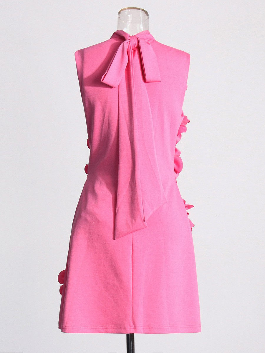 Temperament Famous Style Short Dress 2025 Spring New Heavy Industry Three-Dimensional Flowers Spliced With Dress Dress Woman