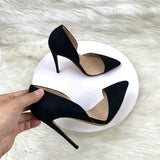 Black Velvet High Heel Shoes 12CM Tip Finger Fine And Shallow Professional Women's Shoes High Quality Shoes