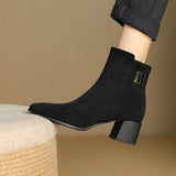 French Coarse And Small Short Boots Women's Autumn New Pointed Velvet Knight Boots Single Boots With Large Size Women's Boots High Quality Shoes