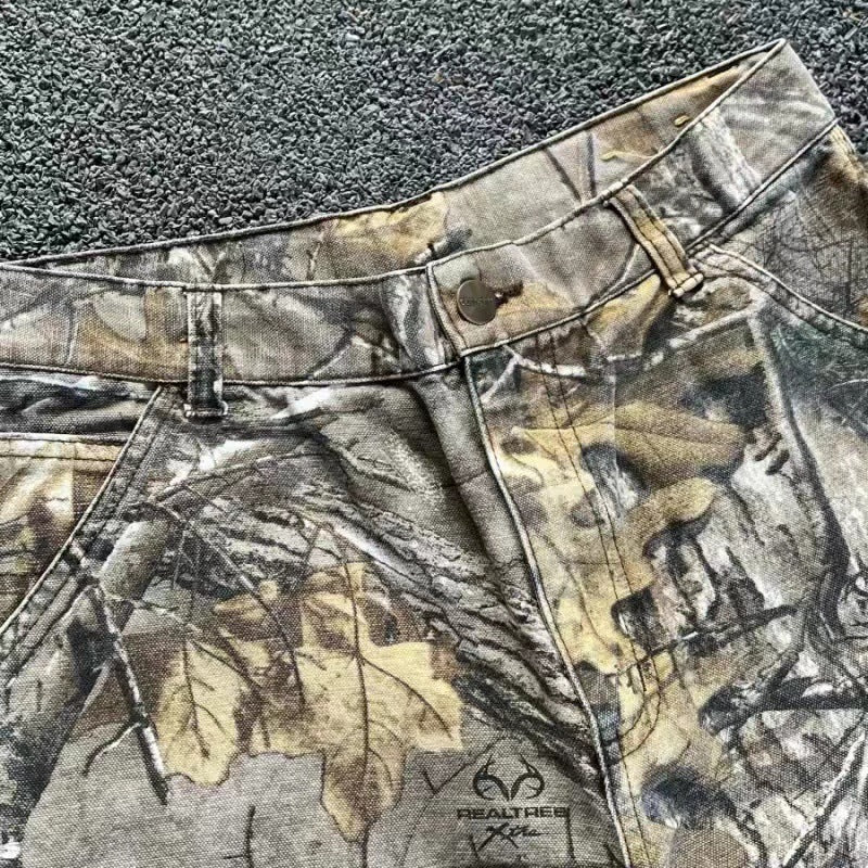 Summer New Retro Leisure Branches Camouflage Pants Water Wash Old Work Pants DJPT