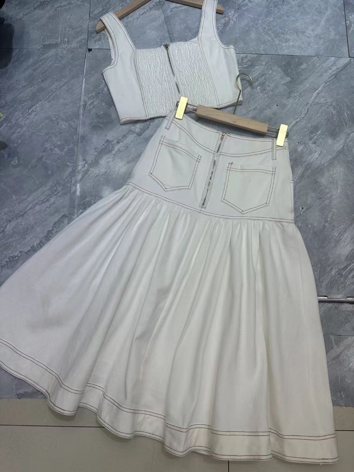 Summer Australian Holiday Cowboy Sling + Milky Bagfish Tail Half-Socked Skirt Set