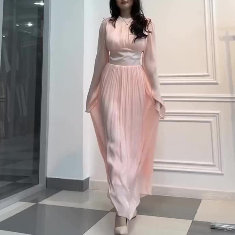 2024 Round Collar Light Dress Slim Slim Light Luxury With Long Skirt