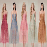2025 Three-Dimensional Flower Lace Perspective Yarn Dress Dress Dress Dress Dress Woman