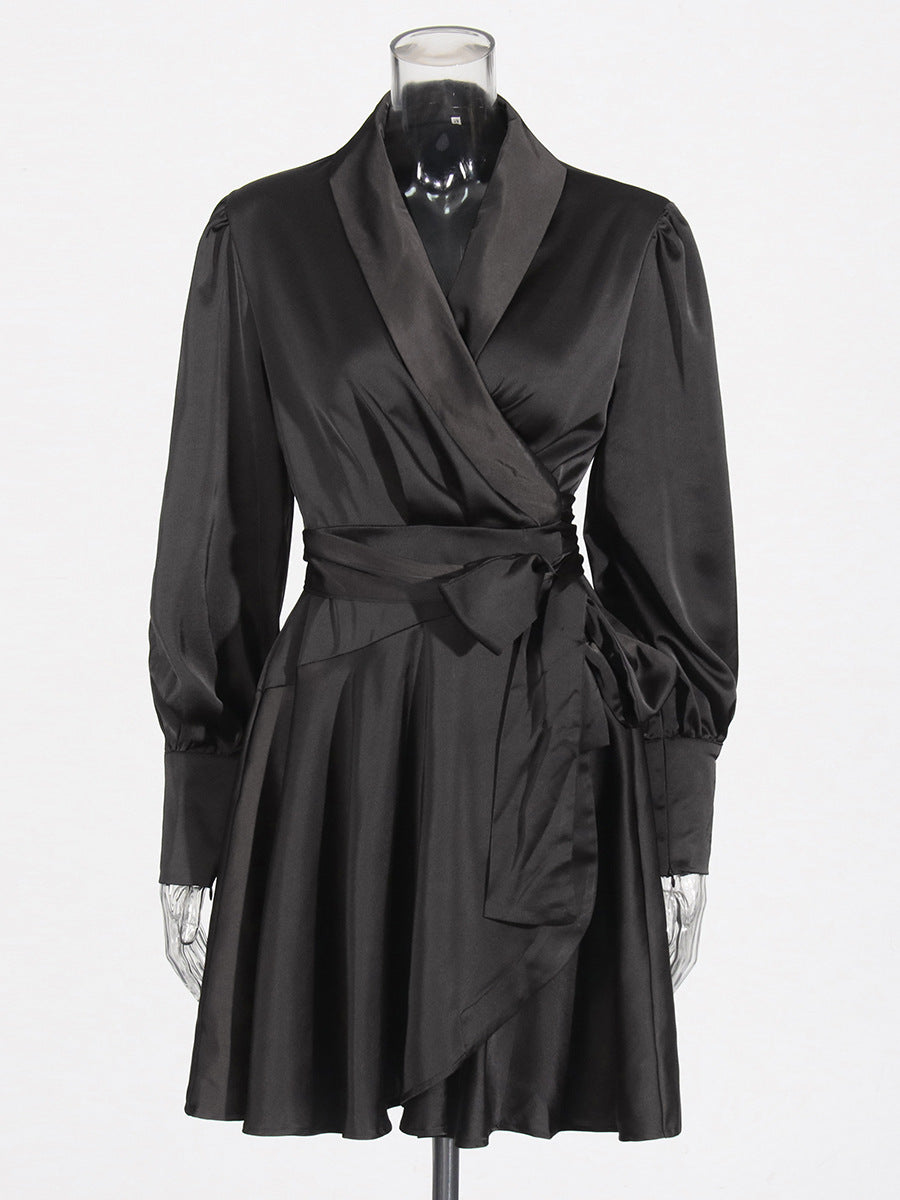 Temperament High Sense Bonded Skirt Women's Dresses Spring 2025 New Collared And Solid-Colored Shirt Skirt