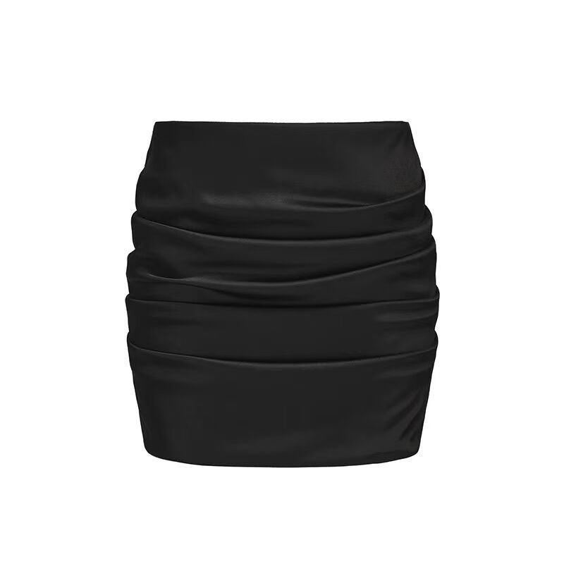 Set Club Shop Sexy Hanging Neck Collar With Short Top + Folded Pocket Hip Skirt Skirt