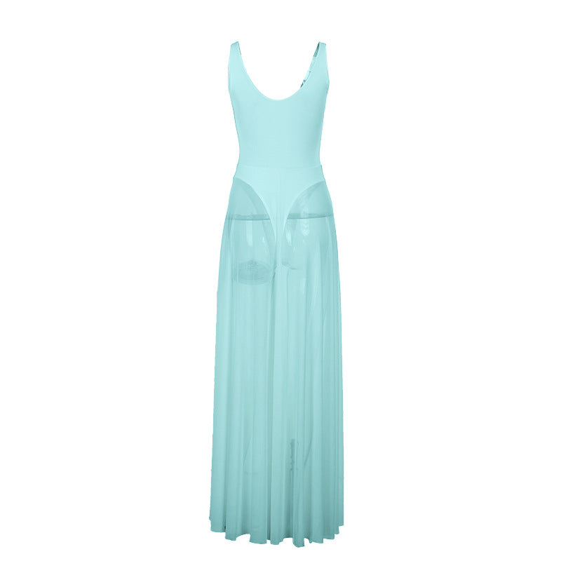 Autumn 2025 New Sexy Dress Famous Style Temperament Holiday Body Mesh Dress A Swing Dress DJPT