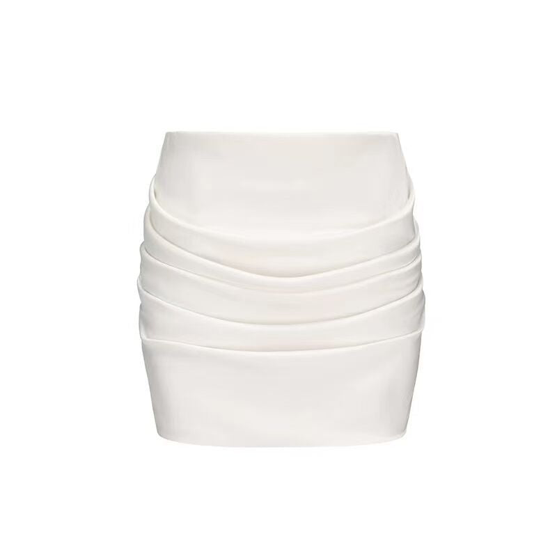 Set Club Shop Sexy Hanging Neck Collar With Short Top + Folded Pocket Hip Skirt Skirt
