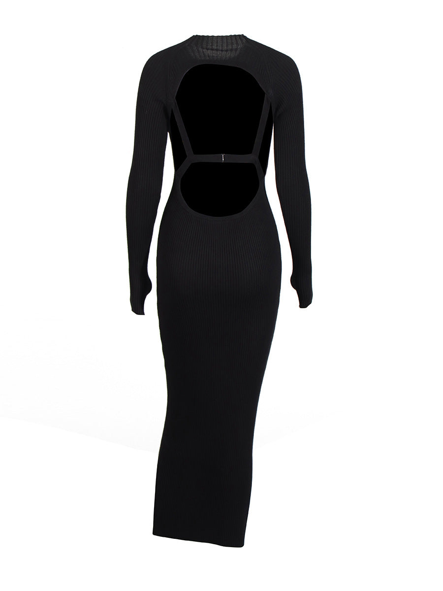 Temperament Sexy Elegant Style Dress 2025 Summer New Round Collar Hollow Design High-Sensing Knitwear Dress Woman