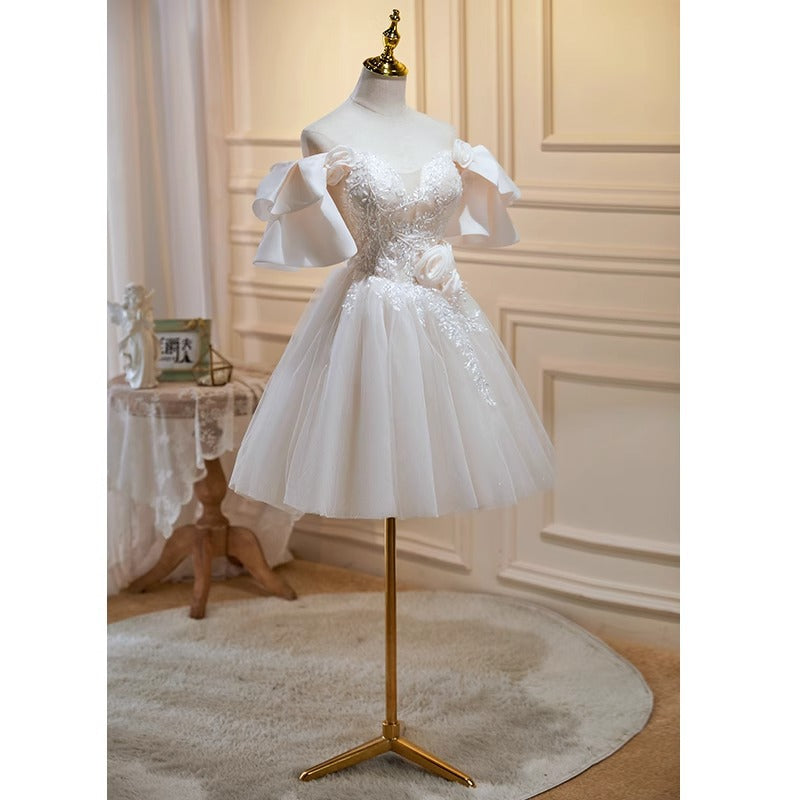 Party Party Fairy Faprecious Luxury High-End Short Wedding Dress Sweet Princess Dress Host Small Man