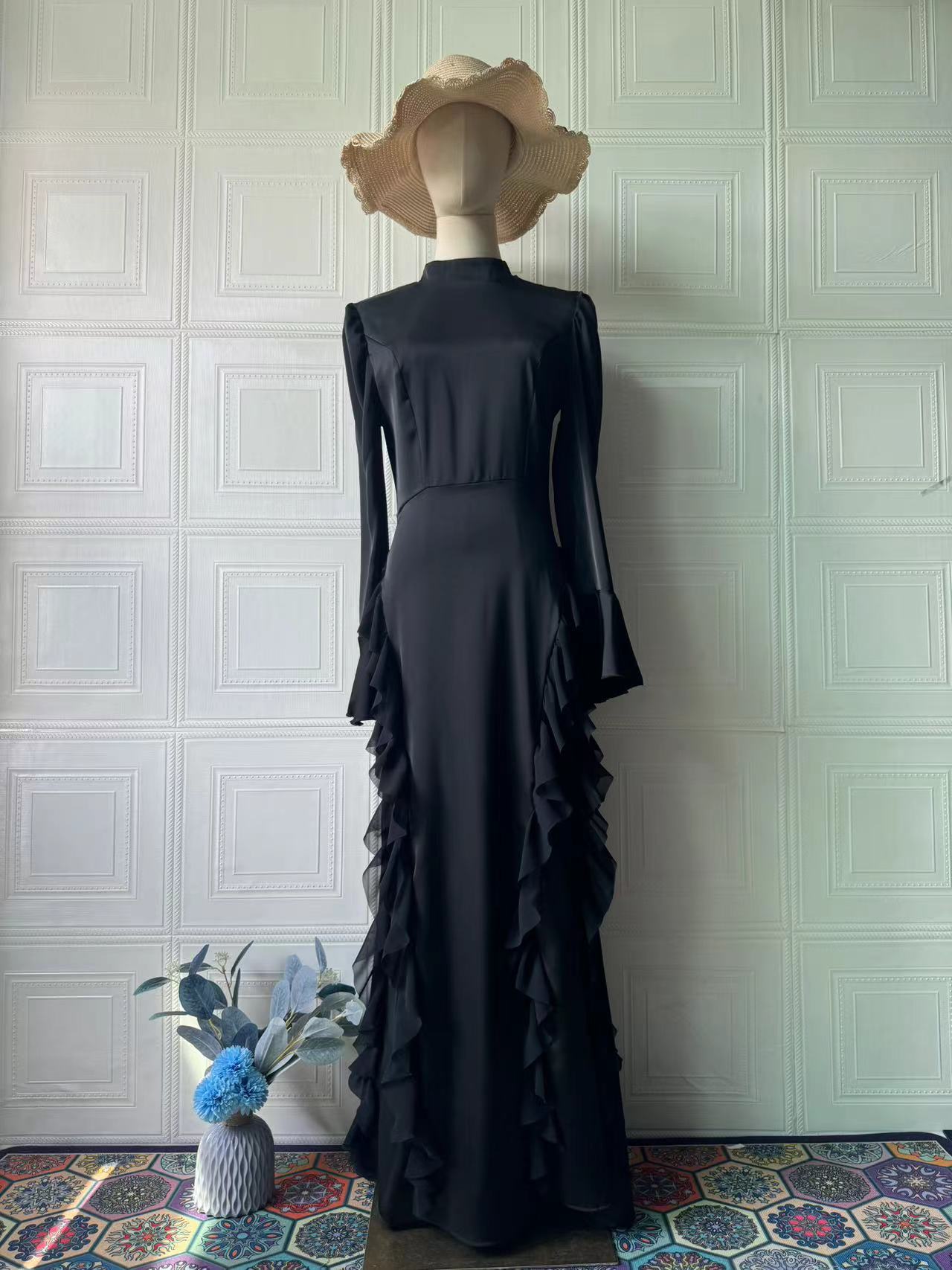 2025 New Ribbon Court Chiffon Spliced Half-High Tie With Dress