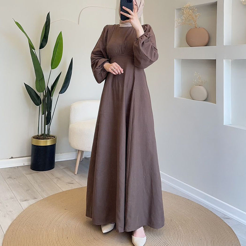 2024 New Relaxed Relaxed And Gentle Commuter Solid Colored Long Sleeve Dress