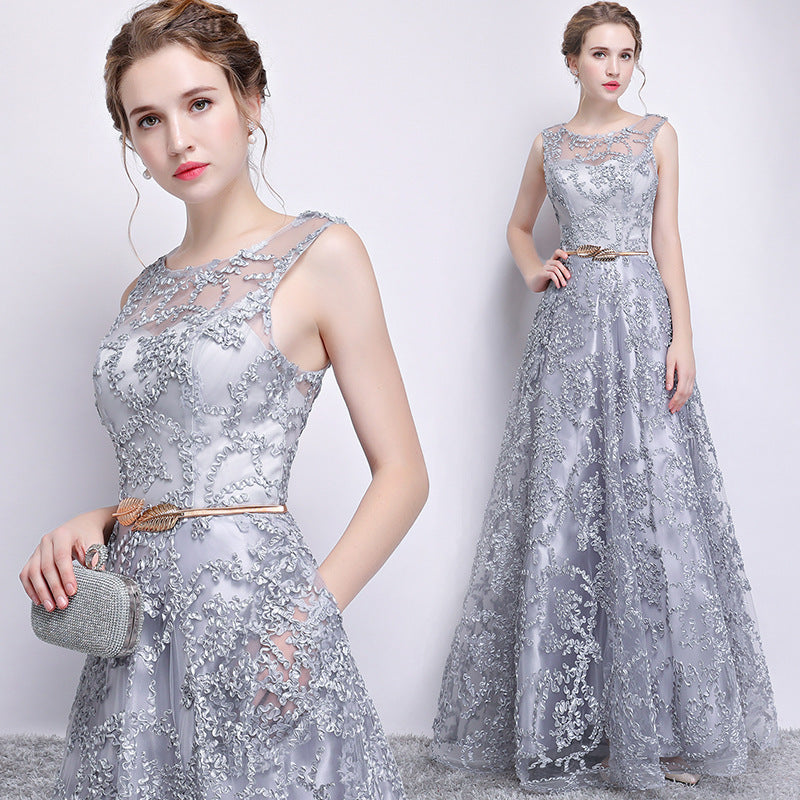 Evening Dress 2025 New Dignified Atmosphere Slimming Dress Long Host Dress Woman Spring