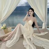 Temperament Hanging Neck Hanging Dress Women's Summer Dress Photo Show Back Seaside Beach Skirt