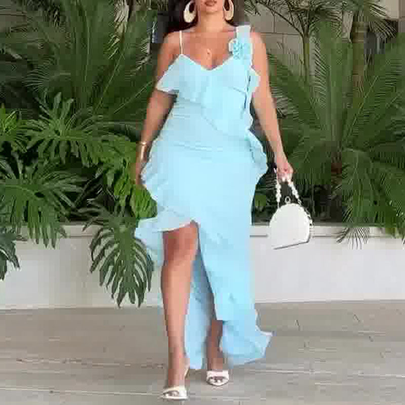 2024 Lace Dress Body Sling With Irregular Opening Long Dress Girl