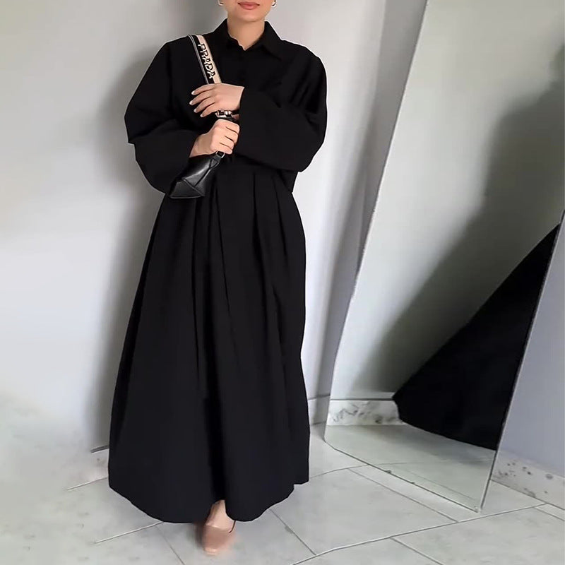 Autumn And Summer General Women's High-End Waistless Sleeve Long Skirt Long-Sleeved Button-Set Two Sets