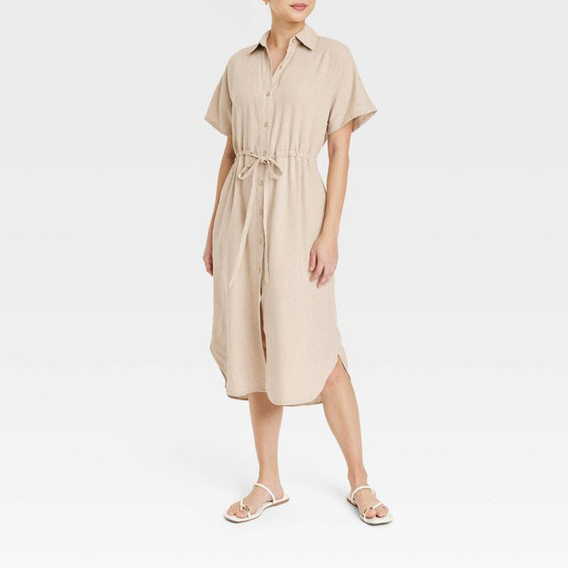 2024 New POLO Tie Simple Tie With Solid-Colored Cardigan Dress