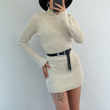 Fashion High-Collar Knitted Short-Form Hip Dress In Autumn 2024