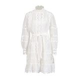 Elegant Court Style 2025 Summer New Collar Lace Embroidery Strap Lotus Side Lantern Sleeve Dress