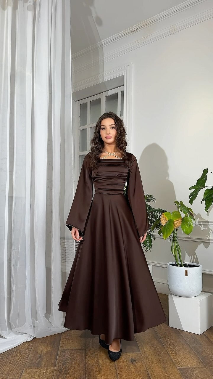 2025 Body-Claming Diamond-Coated With Long-Sleeved And Verteves Dress Woman