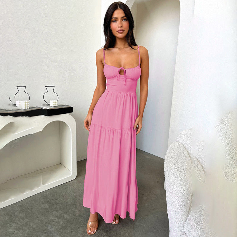 Sling Strip A Swing Holiday Style Dress 2025 New Temperament Strap To The Waist Dress DJPT