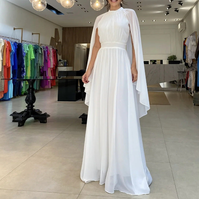 2024 Summer Neck Chiffon Dress Light Luxury Sexy Shawl Dress