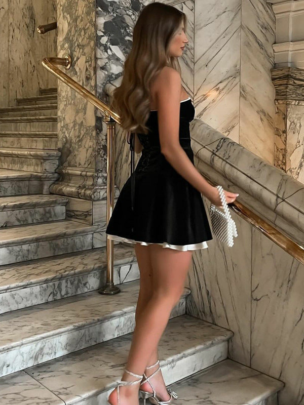 Velvet T-Shirt French High-End Sexy Short Dress HZ0628