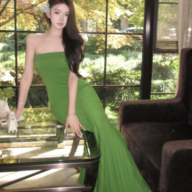 Body-High-Senior Corsenior Knitted Long Dress Senior Feel Seaside Holiday Dress Woman