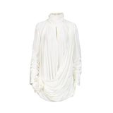 Temperament High-End Small Dress 2025 New Solid Color High-Necked Long-Sleeved Three-Dimensional Flowers Splicing Dress Dress Women's Summer