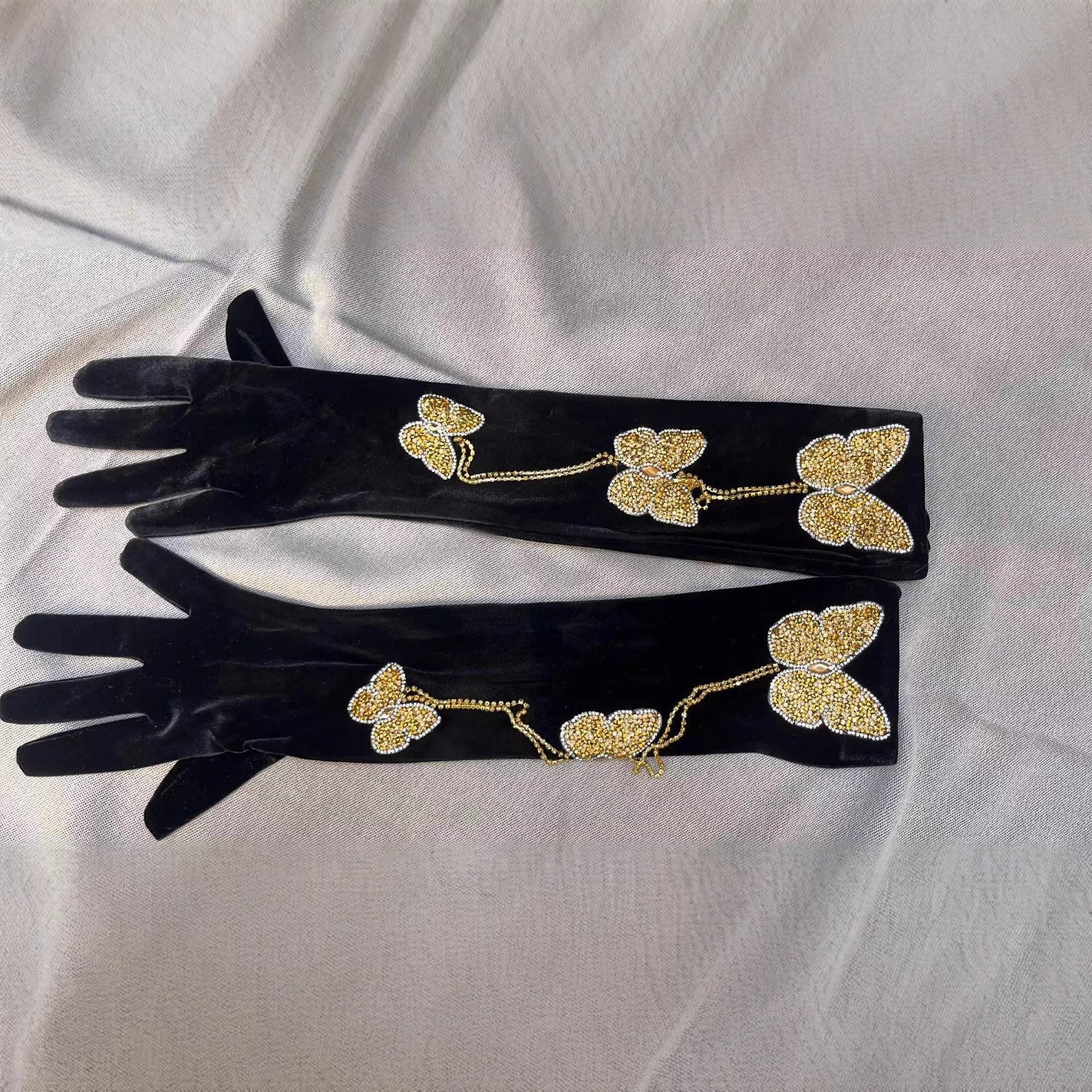 Body Golden Butterfly A Diamond Chain Dress Sexy Breast Repair Velvet Party Dress
