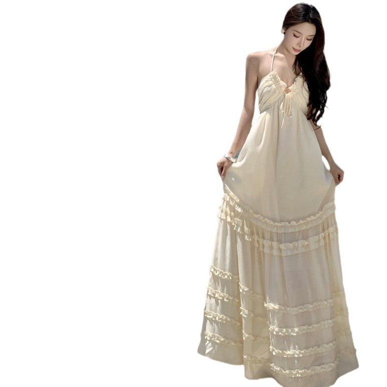 Pure Wind Seaside Holiday Dress Female Sanya Sexy Hanging Neck Long Dress