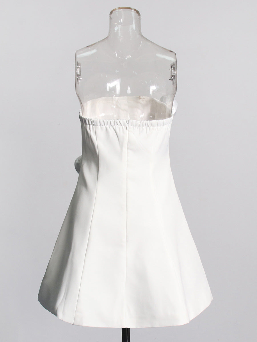 Babes Dress 2025 Spring New Three-Dimensional Rose Espoo Diamond Waist Bra Dress Dress Woman