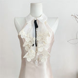 Luth's Same Thousand Gold Lace Hanging Neck Dress Female Summer Temperament Short Sleeveless Clame Skirt